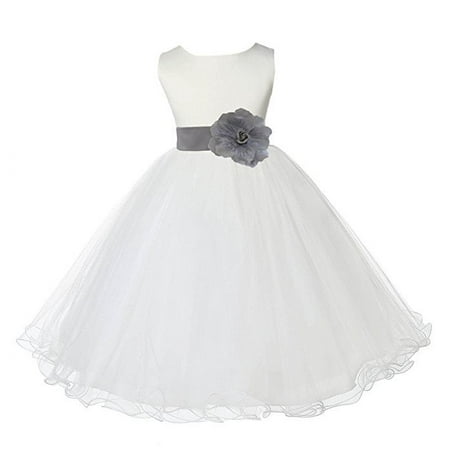 

Ekidsbridal Ivory Rattail Edge Tulle Flower Girl Dress Communion Baptism Gown for Christening Wedding Reception Formal Photoshoot 829T 4