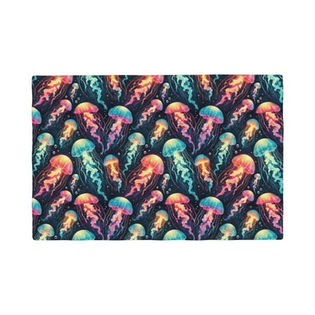 

Placemats Set of 4 Colorful jelly jellyfish Heat Resistant Non - Slip Place mats Waterproof table mat for Kitchen Dining-4片装