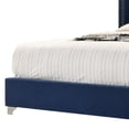 thumbnail image 4 of Benjara Giya Wingback King Bed- Tufted Headboard- Pacific Blue Velvet Upholstery, 4 of 6