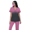 thumbnail image 3 of Koi Basics Womens Ombre Scrub Top-Heather Azalea Charcoal Ombre-Small, 3 of 4