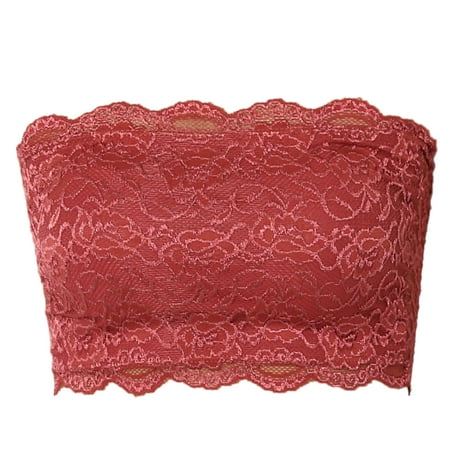 - TheMogan Junior's Floral Lace Crop Strapless Bralette Bandeau Stretch Bra Top
