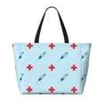 thumbnail image 2 of Disketp Syringe And Red Cross Bolsa de Playa de Gran Capacidad, Bolso Impermeable y a Prueba de Arena para Mujer, Ideal para Playa, Piscina y Natación, 2 of 7