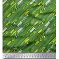thumbnail image 3 of Soimoi Green Rayon Fabric Brush Stroke & Speed Drive Text Print Fabric by the Yard 42 Inch Wide, 3 of 3