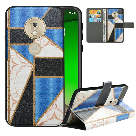 Labanema Motorola Moto G7 Power Case with Kickstand, 2 in 1 Detachable Magnetic Protective Folio Flip Cover for Motorola Moto G7 Power (Marble)