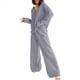 thumbnail image 1 of Conjuntos de Ropa de Estar por Casa de de Algodón para Mujer: Camisa Informal de Larga con Cuello en V y Pantalones Anchos. Gris L, 1 of 7