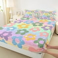 thumbnail image 3 of Castle Fairy Groovy Flower 4 Pieces Queen Sheet Sets,Starry Sky Ultra Soft Flat Sheet,Gradient Rainbow Queen Fitted Sheet,Microfiber Girls Bedroom Decor, 3 of 7