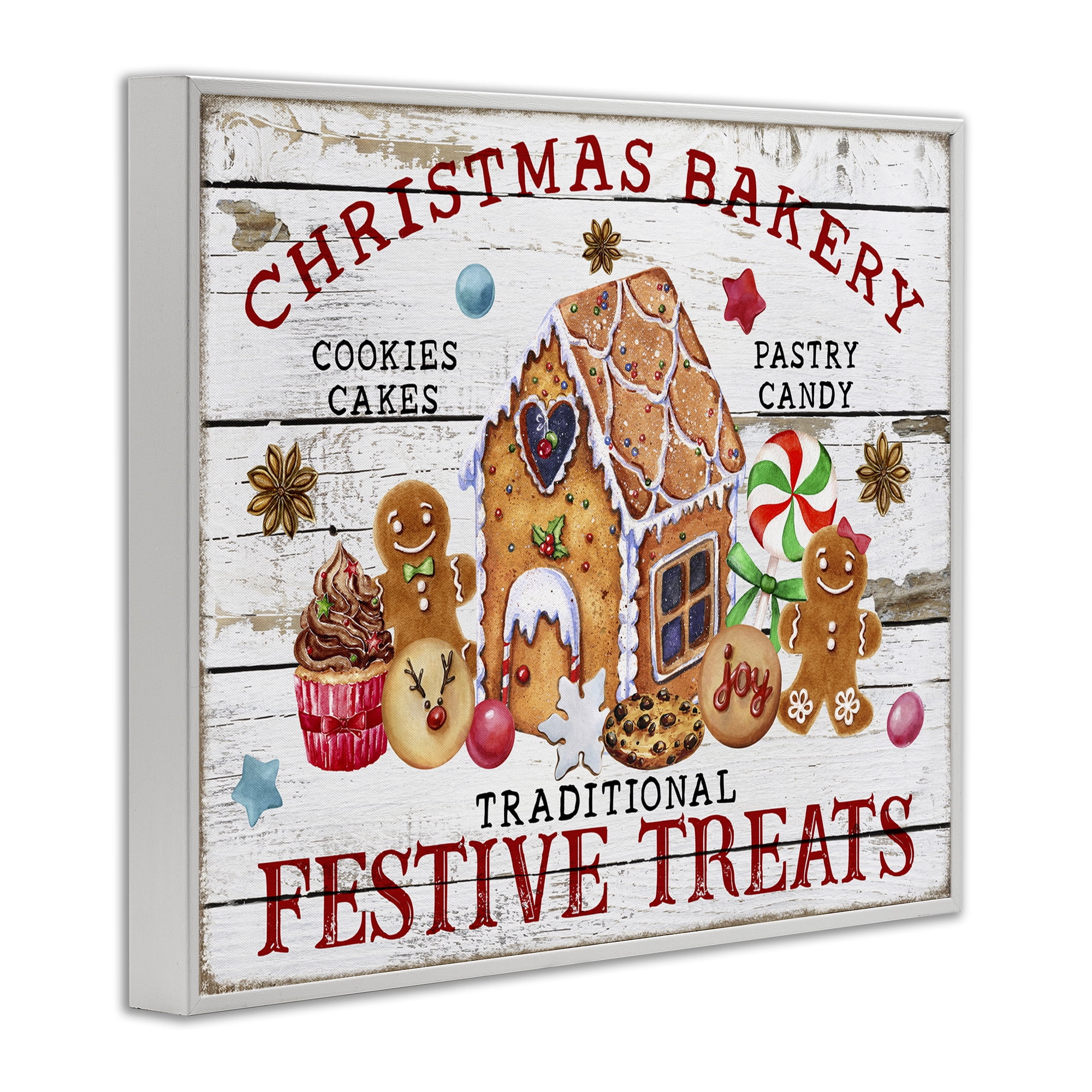 Stupell Industries Festive Treats Bakery Holiday Painting White Framed Art Prints Wall Art, 14 x 11