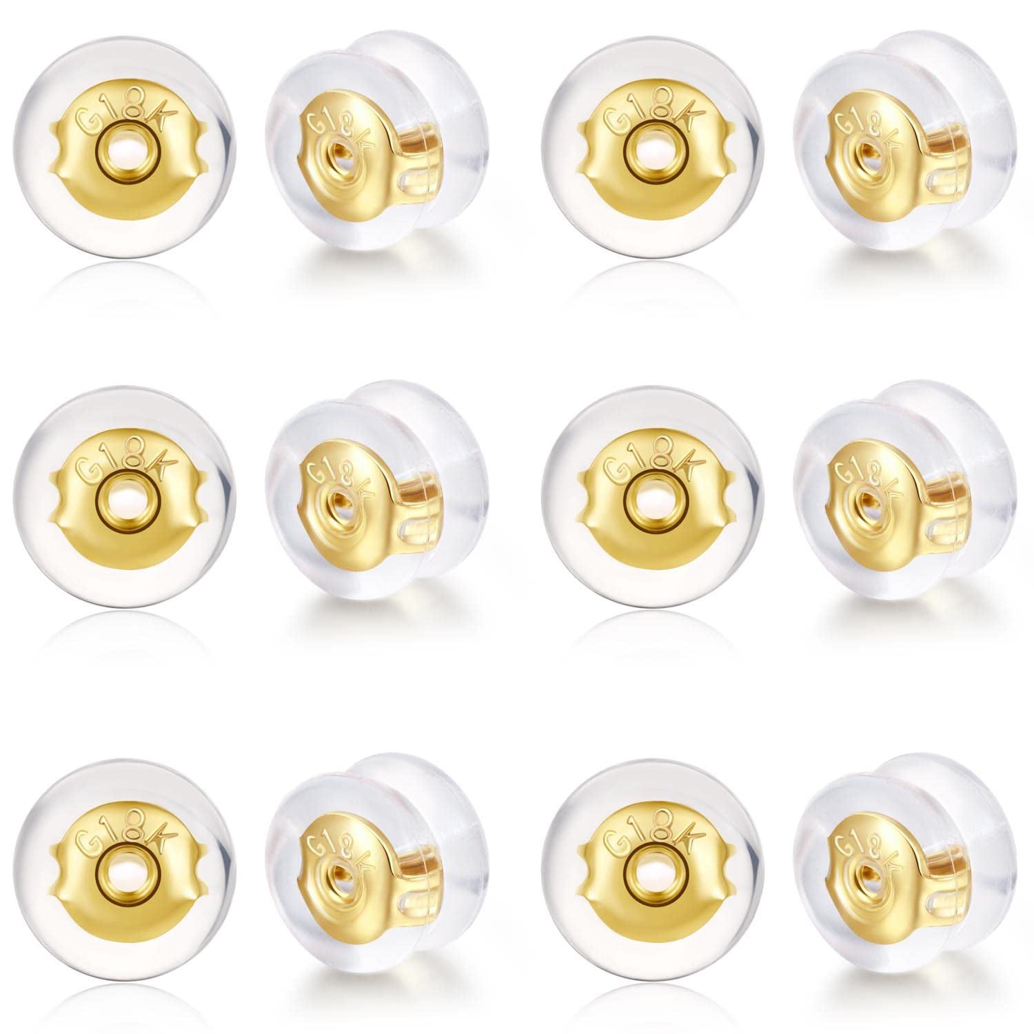 Earring Backs for Studs,925 Silver Silicone Earrings Back for Studs Secure,18K Gold Hypoallergenic Earring Backs Apply to Earring Backs for Droopy Ears（12Pcs/6Pairs） 