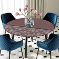 thumbnail image 5 of Elastic Fitted Round Tablecloth, Boho Red Brown Flower Waterproof Stretch Table Cover for 55"-60" Tables, Abstract Bohemia Pesley Floral Washable Outdoor Tablecloths for Patio, Picnic, Camping, 5 of 9