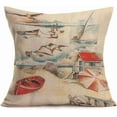 thumbnail image 2 of Set of 4 Summer Beach Throw Pillow Cases Marine Animal Fish Starfish Crab Pattern Throw Pillow Cushion Cover Cotton Linen Ocean Sea Theme Home Couch Decor Standard Pillowcase 18x18 Inch, 2 of 6