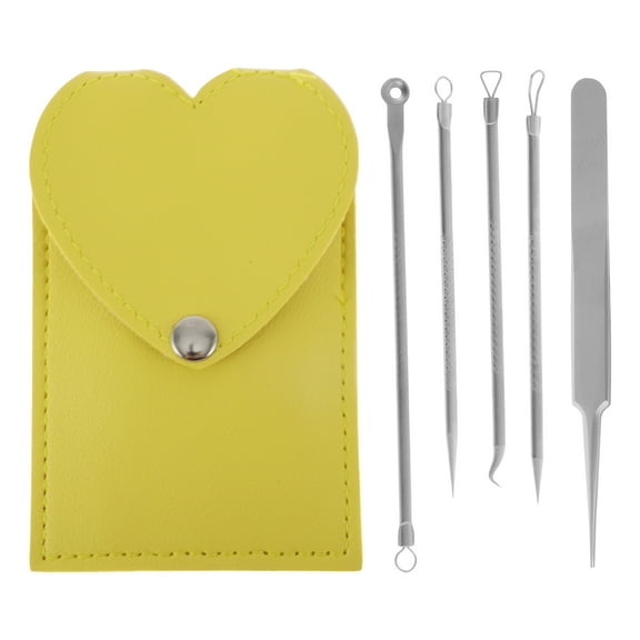 Unique Bargains Purification Pimple Extractor Tool Kit Silver Tone with Textured Grip