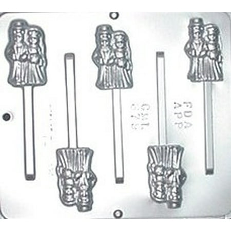 Bride And Groom Candy Molds - 679 Bride & Groom Pops Lollipop Chocolate Candy Mold