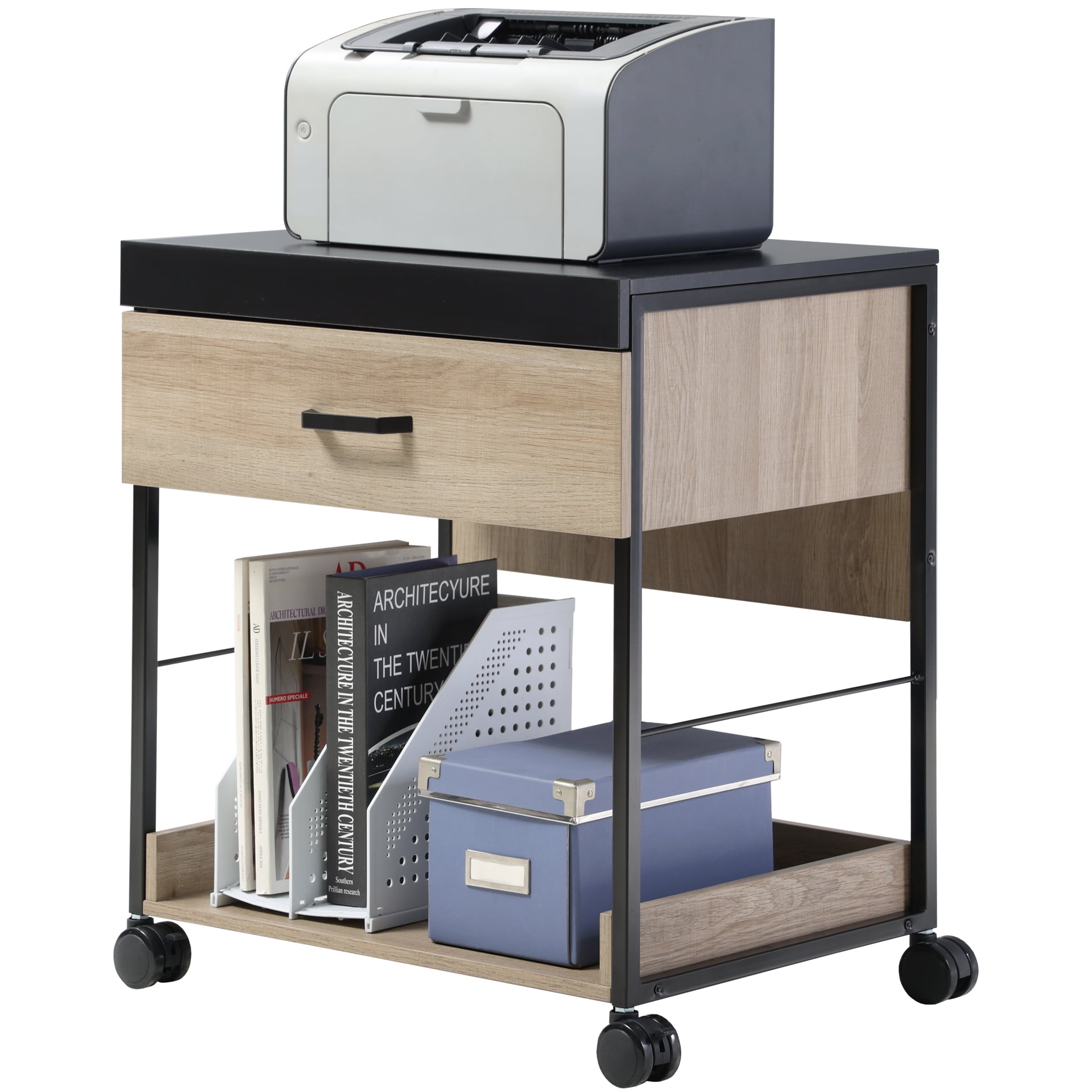 HOMOOI Mobile Filing Cabinet, Printer Stand on Wheels with Drawer, H03E2050Q