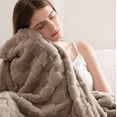 thumbnail image 3 of Cozy Comfort Taupe Fleece Throw Blanket for Couch - Super Soft Cozy Blankets for Women, Girls, 50x60 Inches, 3 of 7