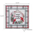 thumbnail image 2 of Christmas Wood Plaid Border Wall Sign Warm Winter Wishes, 2 of 4
