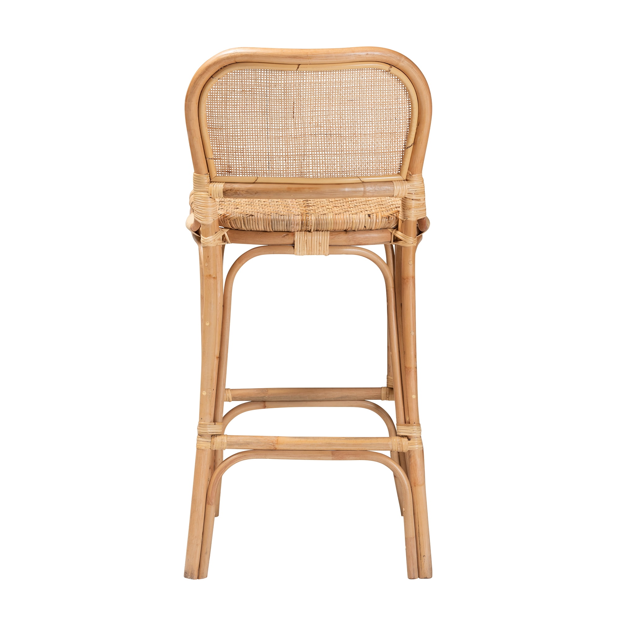 bali & pari Adrena Modern Bohemian Natural Brown Rattan Bar Stool