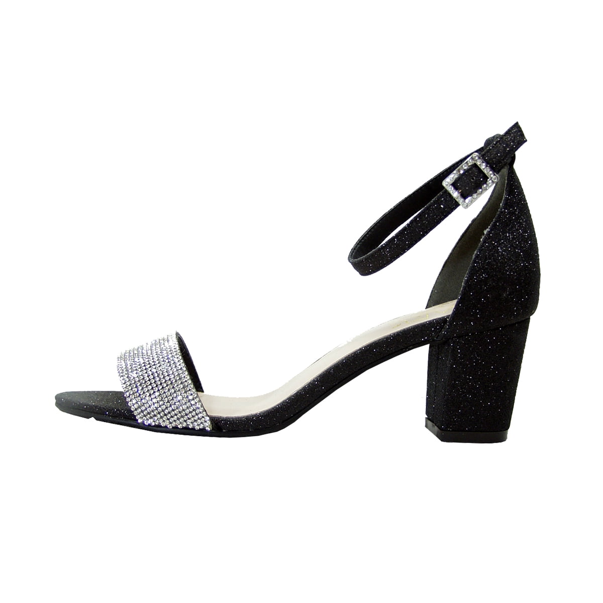 FLORAL Lizette Women's Wide Width Ankle Strap Heeled Sandals BLACK 8