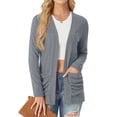 thumbnail image 2 of JWD Women's Cardigan Woolen Sweater Soft Comfortable Casual Lightweight With Pockets Dark Gray XL, 2 of 7