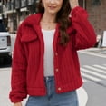 thumbnail image 5 of Aloohaidyvio Women Winter Casual Fuzzy Button Down Long Sleeve Warm Short Crop Jacket Coat, 5 of 5