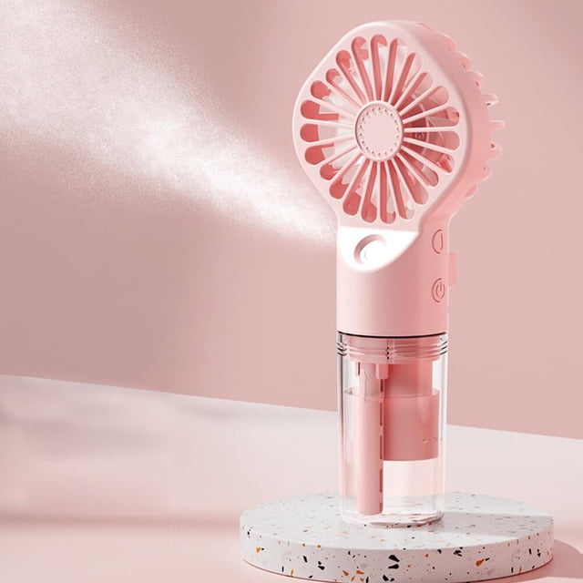 Yisang Mini USB Handheld Fan: Set Of 2 Battery Pocket Fans With Mist Spray Function 20ml Water Tank (Mini Fan Humidifier Mini Water Spray Fan Table Fan)