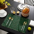 thumbnail image 3 of Green Black Placemats Set of 8, Elegant Modern Abstract Art Luxury Placemats for Dining Table, Place Mats for Kitchen Tabletop, Waterproof Wipeable Dining Table Mats Set, 3 of 9