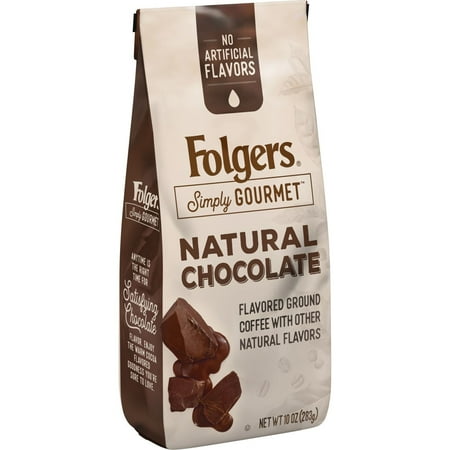 - Folgers Simply Gourmet Natural Chocolate Flavored Ground Coffee, With Other Natural Flavors, 10-Ounce Bag