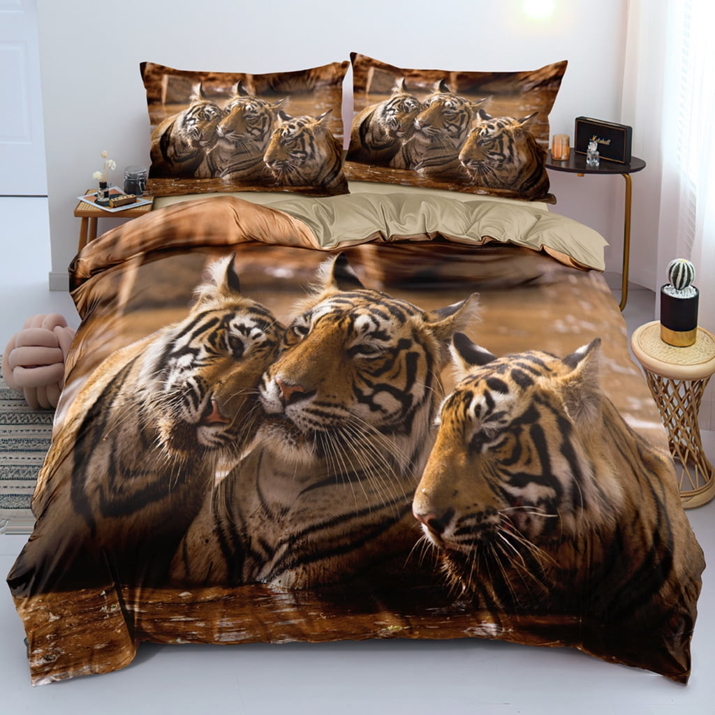 Ultra Soft Bed Comforter Sets Twin Full Queen King Size Lightweight Bedding  Set 3D Animal Tiger Print Comforter Duvet Cover Sets 