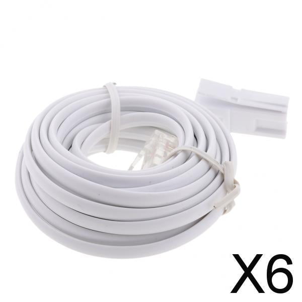 BELOVING 6X 10ft RJ11 to UK BT 6P2C Landline Telephone Extension Cable Adapter Connector