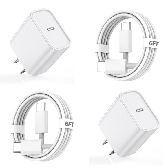 Cargador TrimDish para iPhone 16 15, 20 W, cable USB-C, paquete de 2 unidades, 1,8 m