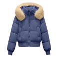 thumbnail image 4 of Unir Womens Winter Coats, Quilted Jackets For Women, Cropped Puffer Jacket With Faux Fur Hood, Zip Up Short Winter Outerwear, S‑XL, 4 of 4