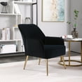 thumbnail image 4 of Syngar Modern Accent Chair for Living Room, Comfy Upholstered Leisure Chair with Arm and Back for Bedroom, Velvet Vanity Chair for Makeup Room, Home Arm Chair with Solid Metal Legs Support, Black, 4 of 10