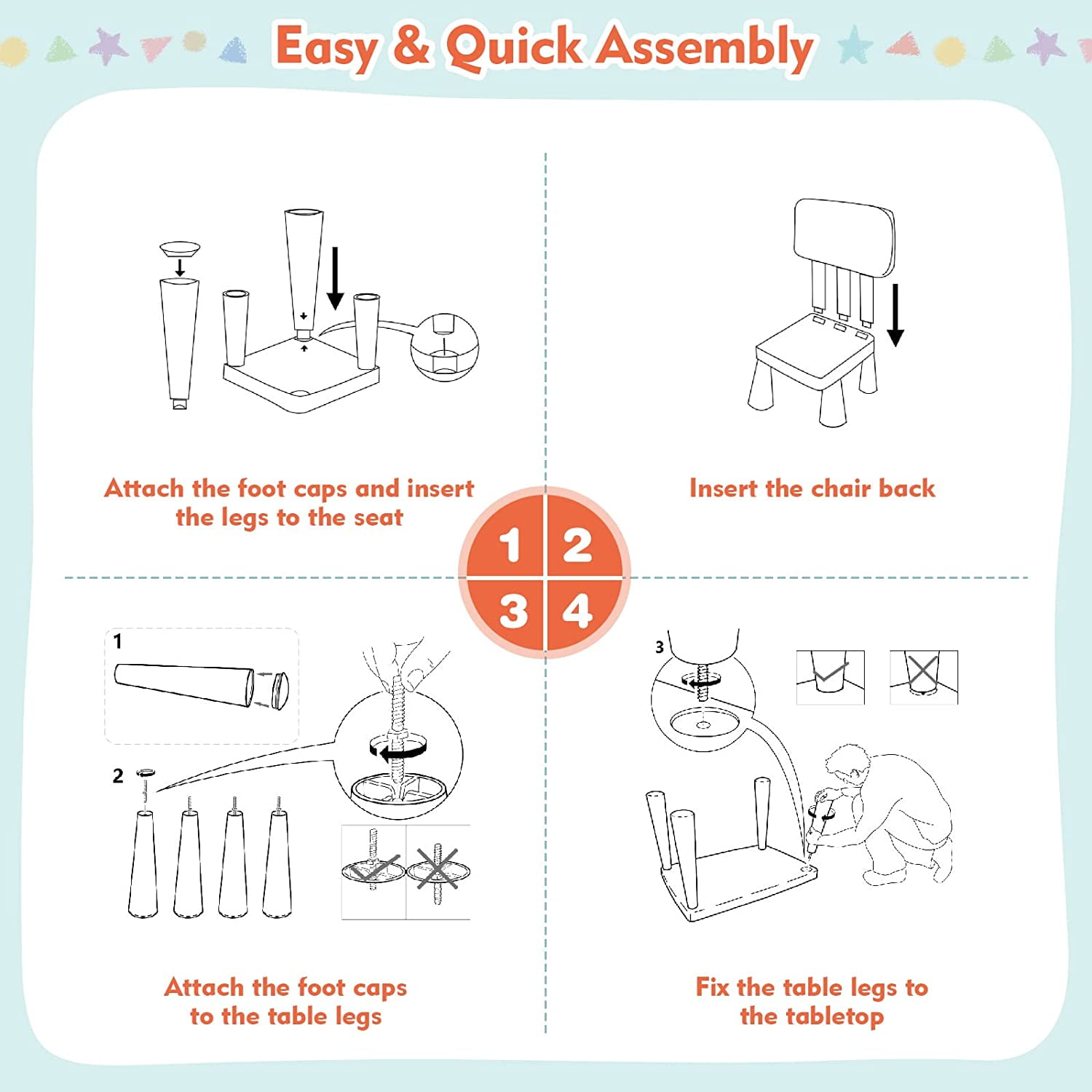 MAT EXPERT Kids Table and Chairs, 3-Piece Kids Furniture Activity Table for Reading, Learning, Eating, Toddler Table and Chair Set for Daycare Kindergarten Playroom, Ideal for Boys & Girls (White)