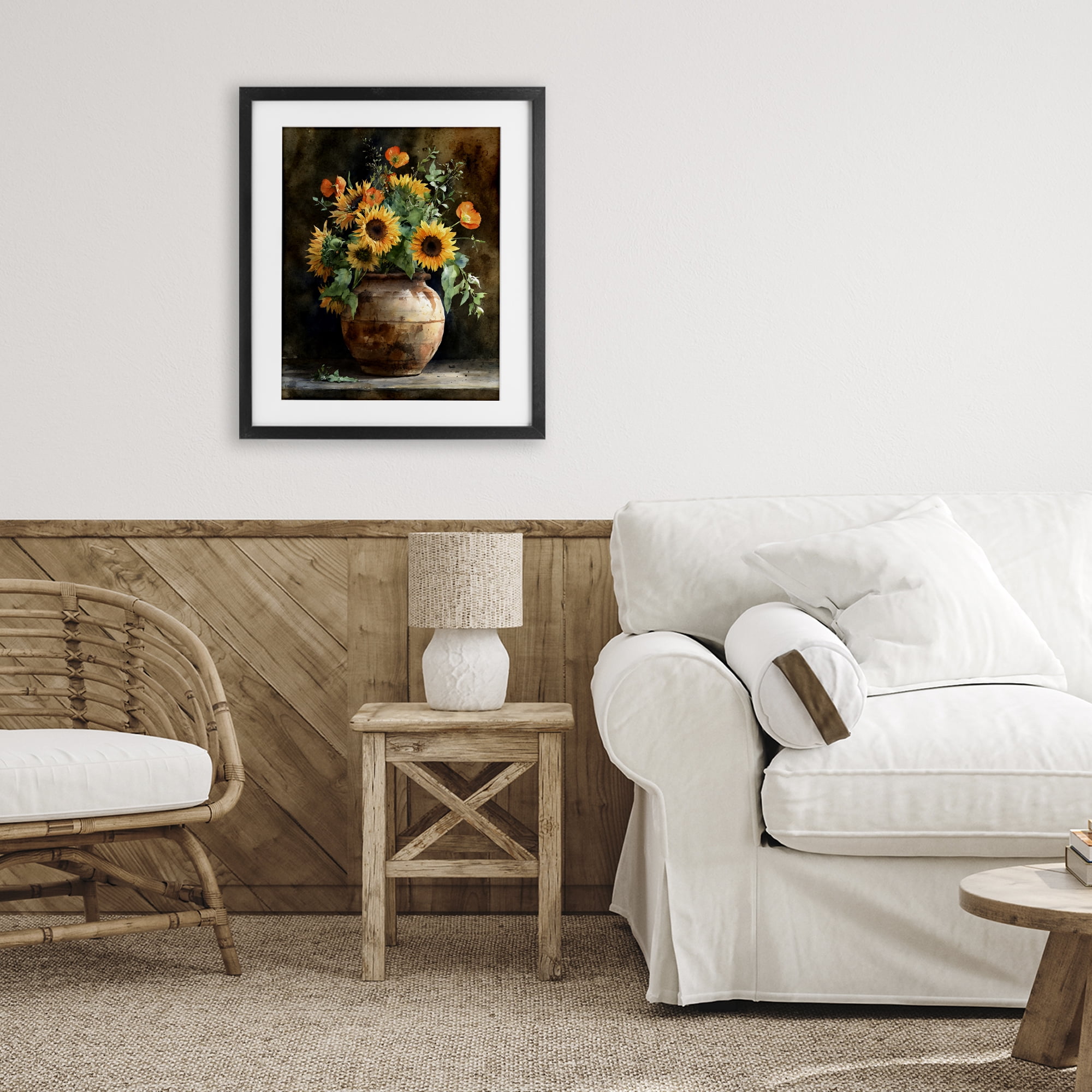 Stupell Industries Rustic Sunflower Display Black Framed Print Under Glass, design by Franklyn Gregory