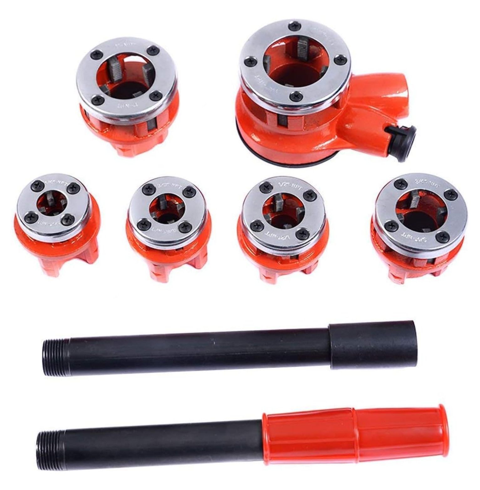 YuraZH Ratchet Pipe Threader Kit Set Portable W/6 Dies and Case Gas Manual Ratcheting Pipe Threading Tool Set