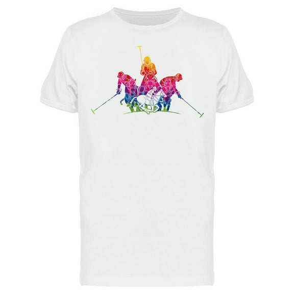 Colorful Rainbow Polo Horses T-Shirt Men -Image by Shutterstock, Male 3X-Large