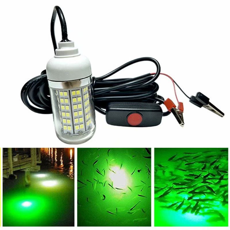 12V LED Green Underwater Submersible Night Fishing Light Crappie Shad Squid Boat