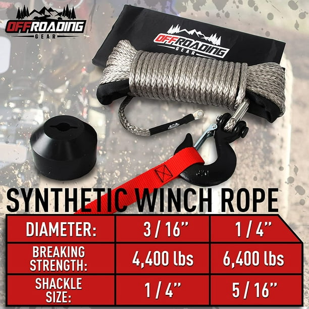 Synthetic Winch Rope Kit, 50x3/16”