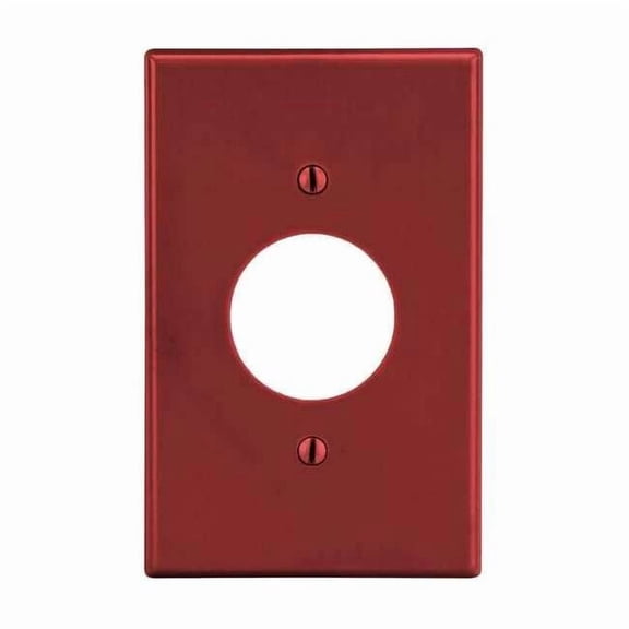 Single Receptacle Wall Plate, Number of Gangs: 1 Plastic, Satin Finish, Red