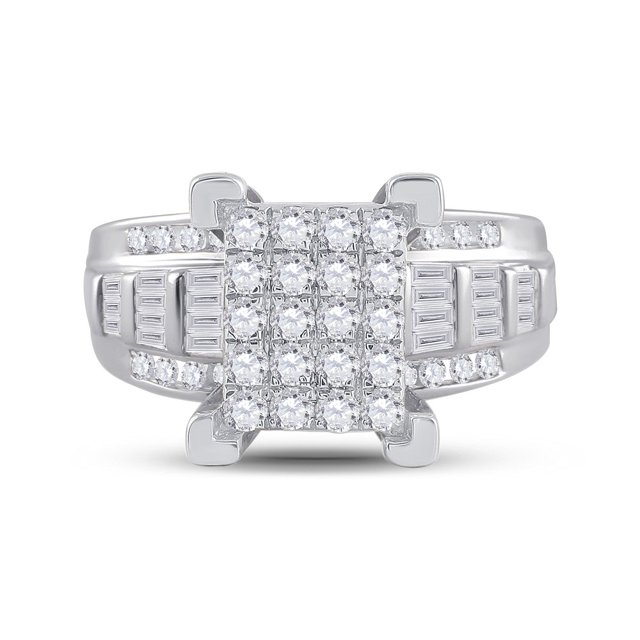 Bague de Fiançailles de Mariage en Or Blanc 10kt pour Femmes, Diamant Rond, 7/8 Cttw