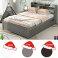 thumbnail image 7 of Full Size Platform Bed with Bookcase Headboard and Pull Out Trundle,  Gray, 7 of 7
