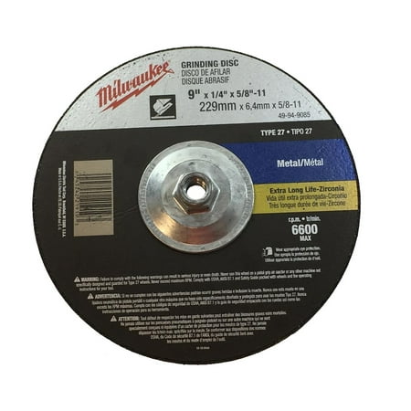 

Pack of 1 Milwaukee 49-94-9085 9 In X 1/4 In X 5/8-11 In Grinding Wheel(Type 27)