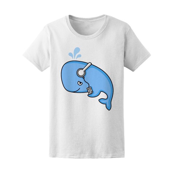 Cool Whale With Headphones Tee Women's -Image by Shutterstock