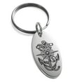 thumbnail image 1 of Stainless Steel Nautical Compass Dial & Anchor Engraved Small Oval Charm Keychain Keyring, 1 of 1