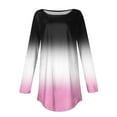 thumbnail image 5 of Women's Gradient Printed Tunic Tops Casual Long Sleeve Shirts Round Neck Pullover, 5 of 6