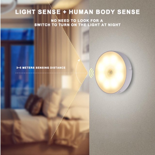 Walmart Semana 3 piezas Luz de sensor de movimiento Luz de noche LED a batería Luces de paso Luz de armario de escalera Iluminación debajo del gabinete Lámpara para pegar en cualquier lugar para el