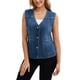 thumbnail image 4 of Chaleco de mezclilla sin mangas para mujer INSPIRE CHIC, con cuello en V, parches, botones y bolsillos, talla 2XL, azul oscuro, 4 of 6