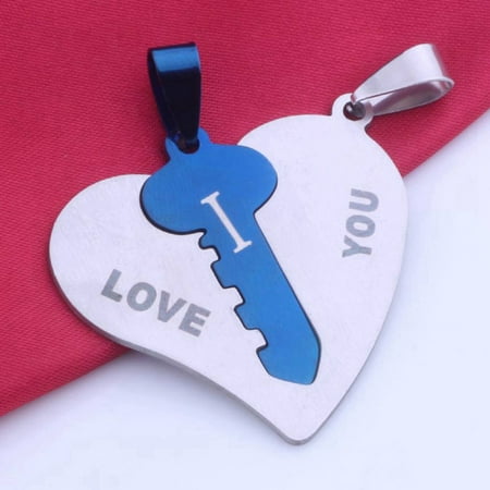 SHOPFIVE 2 pcs New Fashion Drop Shipping Peach Heart Key Shaped Pendent Carved Best Friends Necklace Charming Jewelry Without