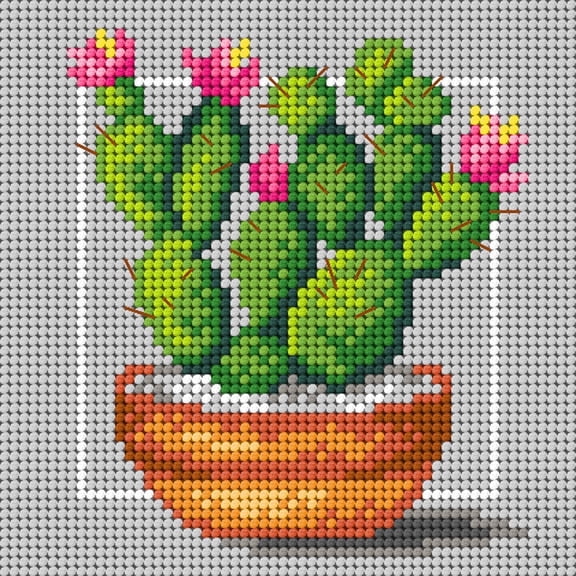 Wizardi Needlepoint Canvas for halfstitch Without Yarn Cacti 3402D Orchidea