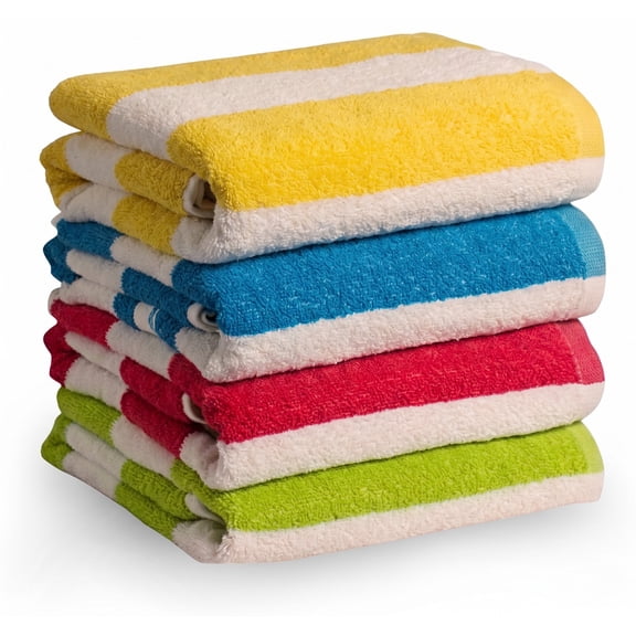Beach Towels 4 Pack Cotton - Soft Absorbent Face Towels, Multicolor Wash Cloths for Beach & Pool by Springfield Linen