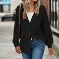 thumbnail image 7 of Womens Cardigan Eyelet See Through Long Sleeve Button down V Neck Cardigans for Women Loose Fitting Solid Outwear (X-Large, Black), 7 of 7